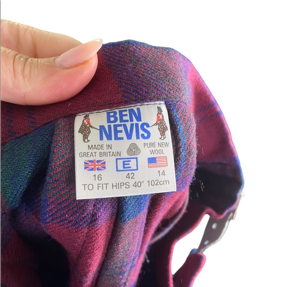 Ben Nevis Women's 14 Scottish Midi Wrap Kilt Skirt Multicolor Plaid Pure Wool - Picture 6 of 7